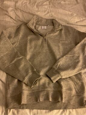 Mango Men's Half-Zip Pullover Sweatshirt - Light Gray